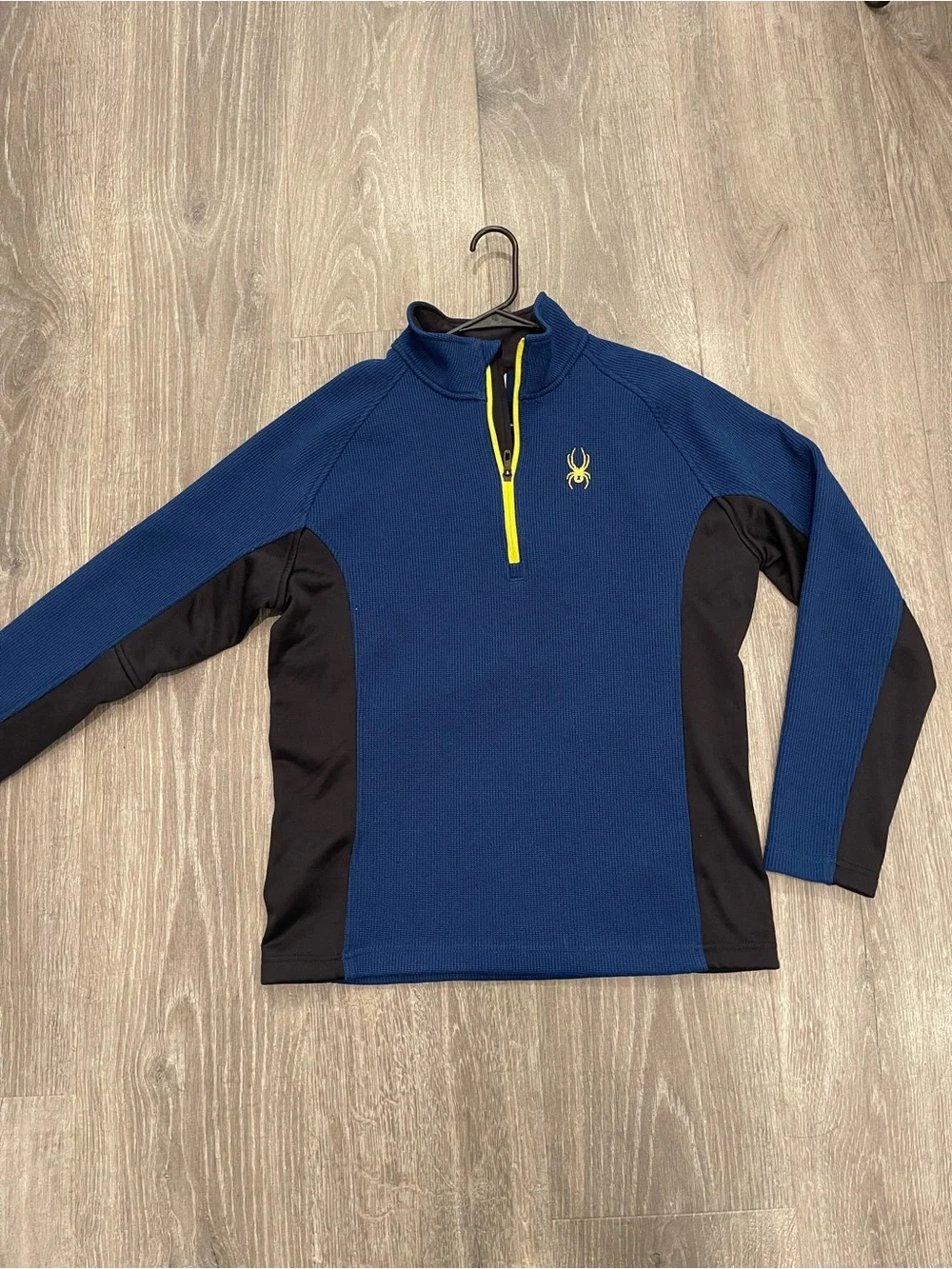 Spyder Men’s Navy Blue Quarter-Zip Performance Pullover with Yellow Accent